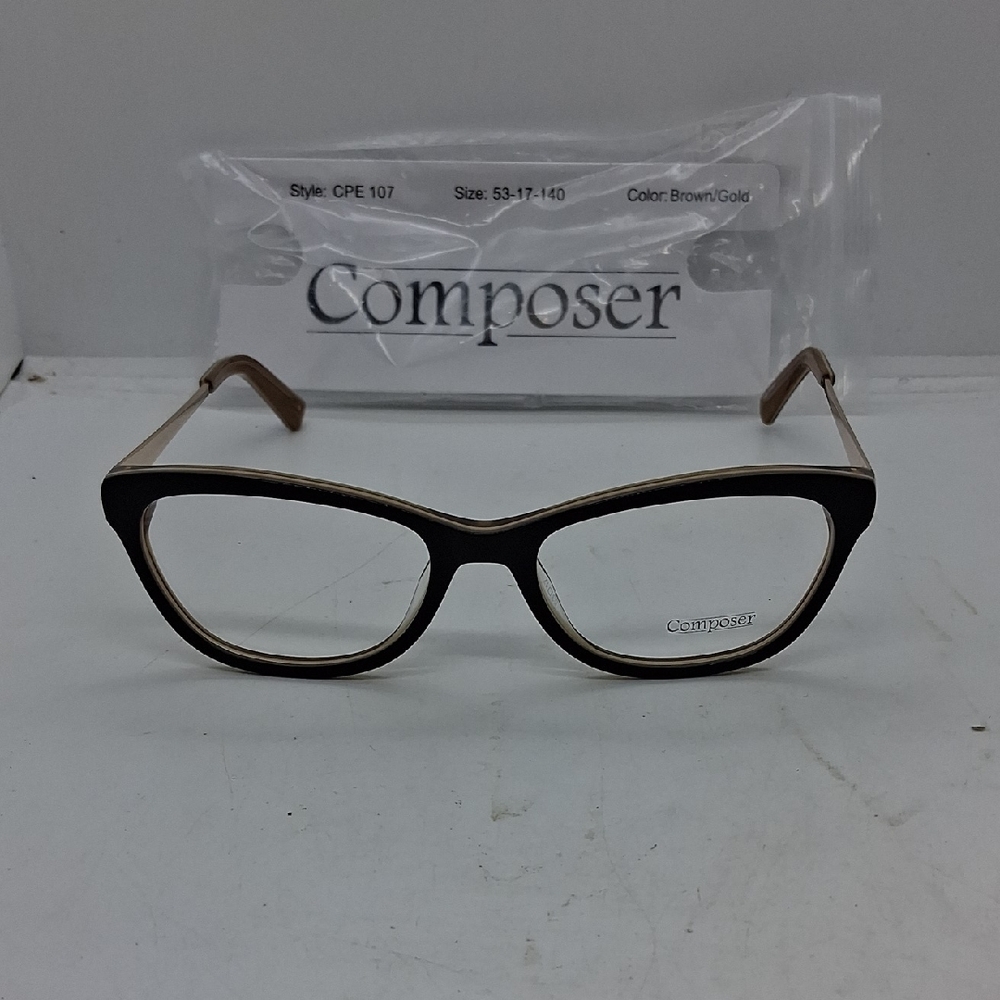 NWT Rxable Composer CPE107 Brown And Gold Eyeglass Frames